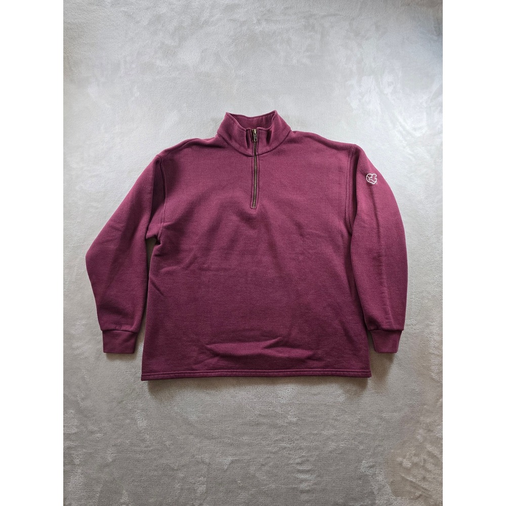 Vintage Lee Heavyweight Sweatshirt Mens M Burgundy Red 1/4 Zip Fleece USA Made